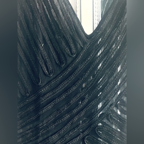 Phase Eight Elegant Sheer Ribbed Black Long dress with slip Special Occasion 4 - Picture 2 of 9